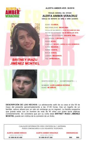 Se activa Alerta Amber por desaparición de menor de 15 años, en Xalapa
