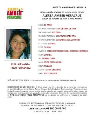 Se activa Alerta Amber por desaparición de una menor en Coatzacoalcos