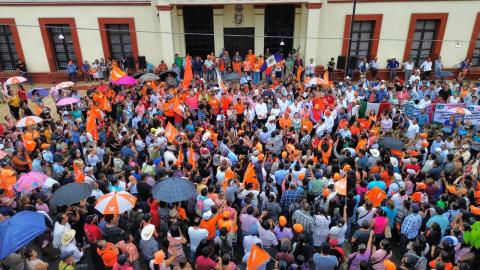 Durante marcha, MC acusa fraude electoral de Morena en Papantla