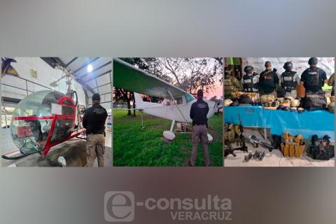 Aseguran helipuerto clandestino y aeronaves en operativo en Veracruz