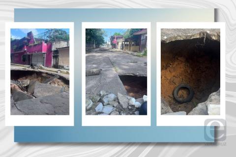 Denuncian que ductos subterráneos generan socavones en Minatitlán
