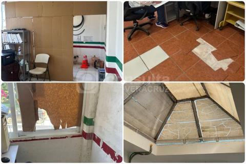 Pisos rotos y oficinas en ruinas: así entregan Palacio de Tlaltetela