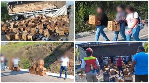 Rapiñan cerveza tras accidente en la autopista Córdoba–Veracruz