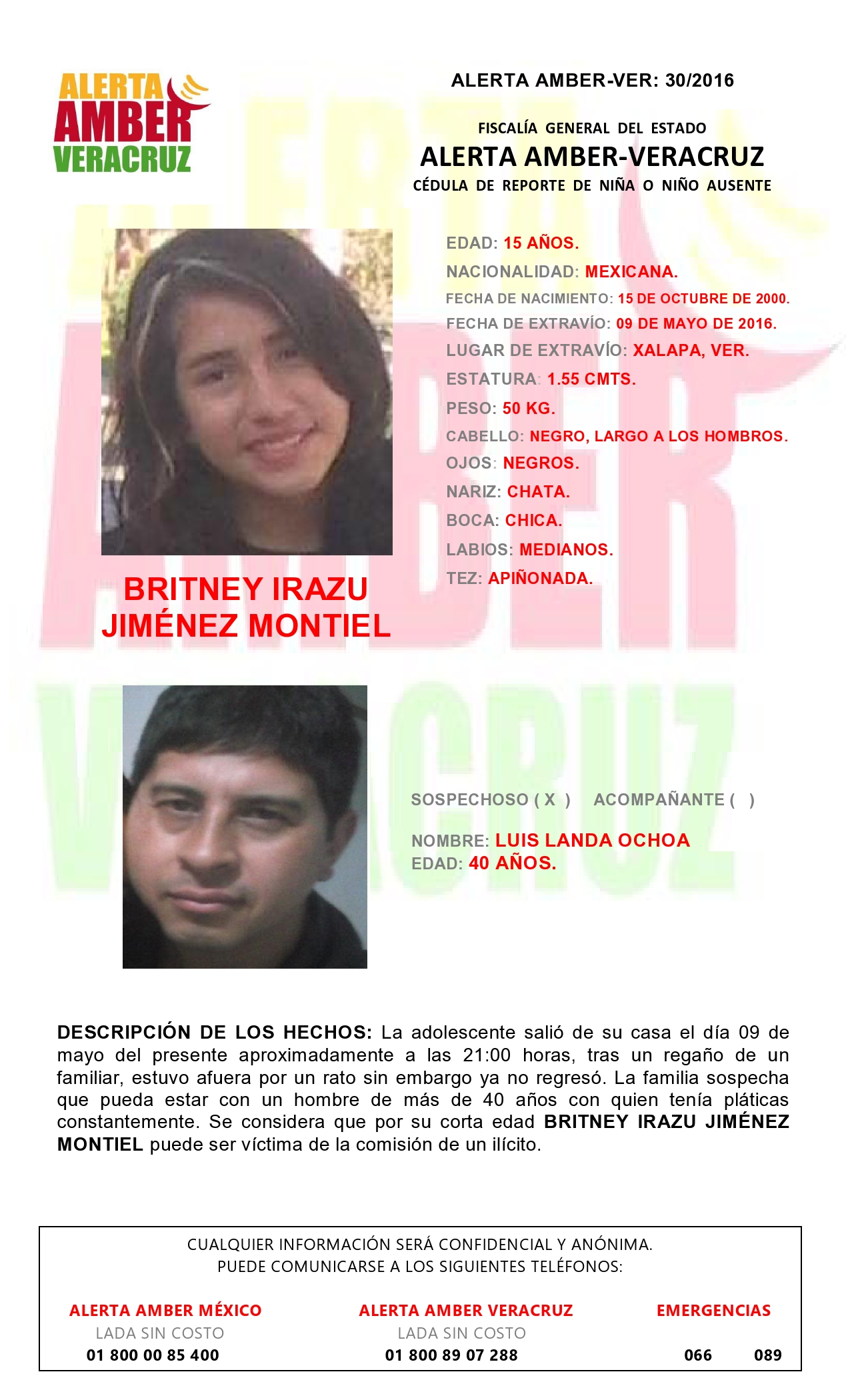 Se Activa Alerta Amber Por Desaparición De Menor De 15 Años En Xalapa E Veracruzmx 6845