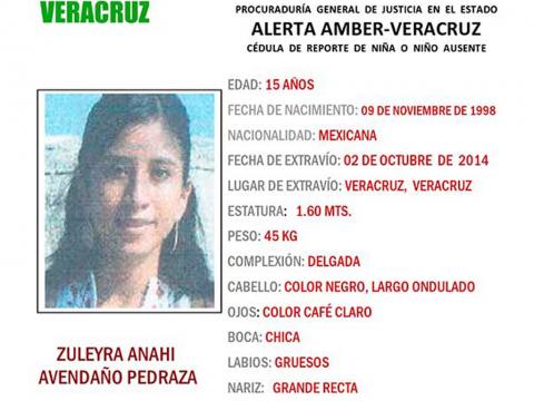 Activan Alerta Amber por desaparición de menor de 15 años, en Veracruz