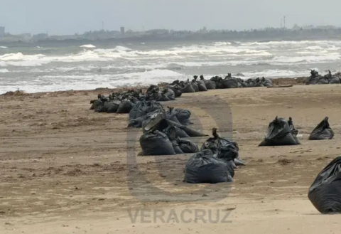 Semar acumula 9 toneladas de chapopote en playas de Veracruz