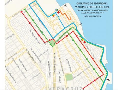 Cierran calles en Veracruz este sábado por Gran Carrera rumbo a los JCC