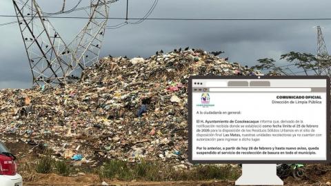 Sin Las Matas, Cosoleacaque suspende recolección de basura