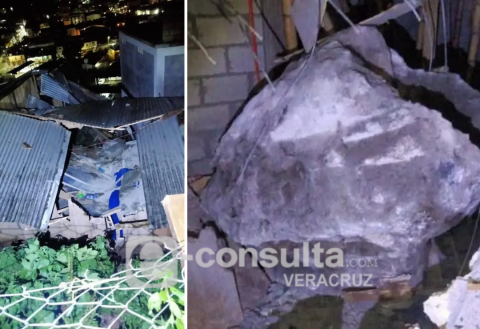 Lluvias provocan deslaves en Zongolica; una roca dañó dos viviendas