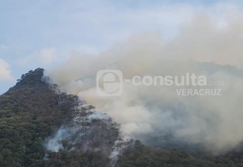 Por incendio forestal en Huiloapan, cierran la 150D Puebla-Orizaba