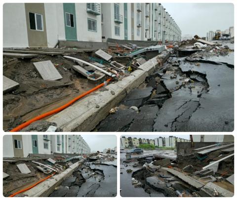 Lluvias dañan casas inauguradas por Sheinbaum en Veracruz Lluvias dañan casas inauguradas por Sheinbaum en Veracruz