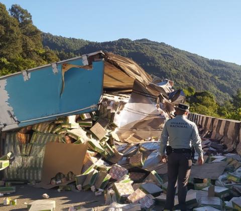 Vuelca tráiler con sopas Maruchan y lo rapiñan en autopista de Veracruz
