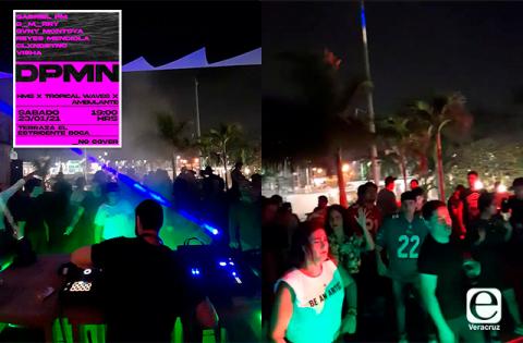 Sin cubrebocas, realizan covifiesta ‘electro’ en Boca del Río