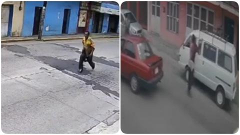 Con hacha y marro, sujetos dañan vehículos y burlan operativo en Xico