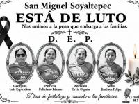 Choque en carretera de Tres Valles deja 4 mujeres fallecidas